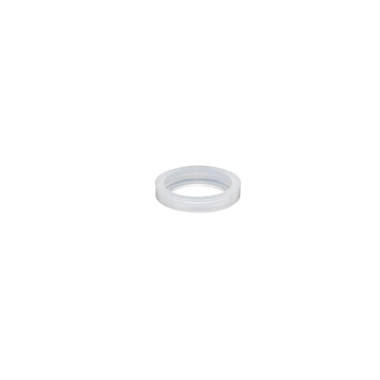 Das Bild zeigt einen transparenten Kunststoffring auf einem weißen Hintergrund. Der Ring hat glatte, runde Kanten und liegt flach.